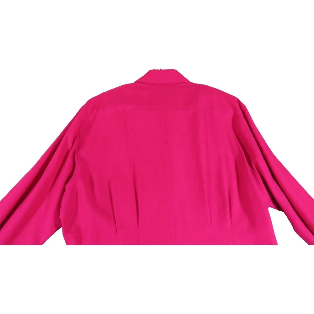 VTG Liz Claiborne Dress Women 12 Hot Pink Silk Shirt Dress Long Sleeve Midi 80s